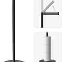 Evolvegoods Matte Black Toilet Paper Holder Stand, Free Standing Toilet Paper Holder for Bathroom, 304 Stainless Steel Rustproof Toilet Paper Stand Storage for 4 Rolls(Fits All Rolls)