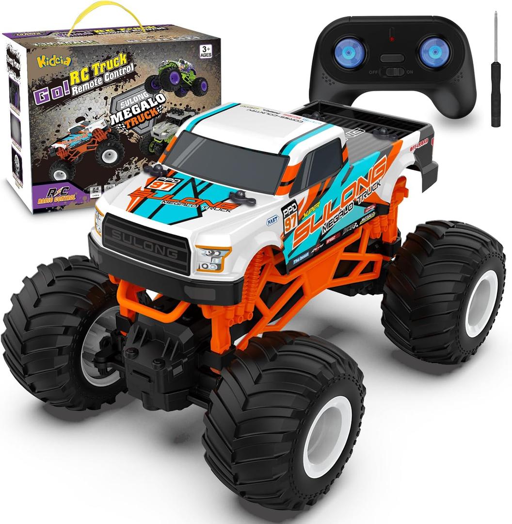 Remote Control Car, 1:16 Scale RC Monster Truck for Boys, 2.4 GHz All Terrain RC Cars for Boys Girls 4-7 8-12, 20 Km/h Off Road RC Truck, Christmas Birthday Gift for Kids and Adult, Orange