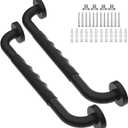 2 Pack 16 Inch Anti-Slip Shower Grab Bars w/Rubber Grip, iMomwee Stainless Steel Bathroom Wall Mount Matte Black Grab Bar Handle, Safety Balance Handrail, Handicap Elderly Senior Assist Bath Handle