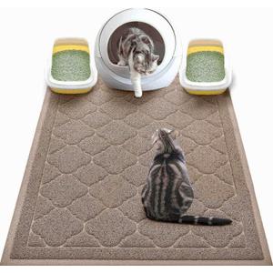 WePet Cat Litter Box Mat, Kitty Premium PVC Pad, Durable Trapping Rug, Phthalate Free, Urine-Resistant, Scatter Control, XXL 47 x 36 Inch, Champagne