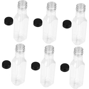 LIFKOME 6pcs Transparent Thicken Plastic Beverage Bottles Juice Packing Containers for Home Office and Use Food-grade Material Easy to Open and Close