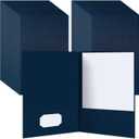 25 Pack 9" x 14.5" Presentation Folders Linen Legal Size Folder with 2 Pocket for Tax Season Preparers Project Brochures Reports(Navy Blue)