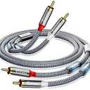 RCA Cable-4Pack RCA Male to RCA Male Stereo Audio Cable with Magnetic Ring Supports[Hi-Fi,Shielded]Braided Auxiliary Audio Cord for Home Theater,HDTV,Amplifiers,Hi-Fi Systems,Speakers -4 Feet