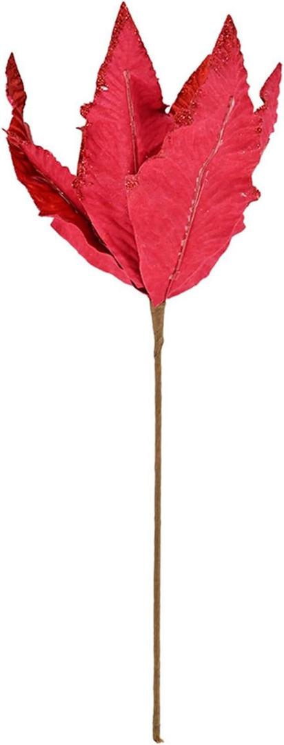 Generic Christmas Poinsettia Flowers Artificial Flowers Stems Picks for Christmas Tree Wreath Home Party Decorations (Red, 38cm)