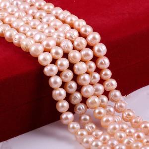 Natural Pearl Beads Round Punching Pink Cultured Freshwater Pearl Loose Beads for Jewelry Making Necklace Bracelet 7-8mm