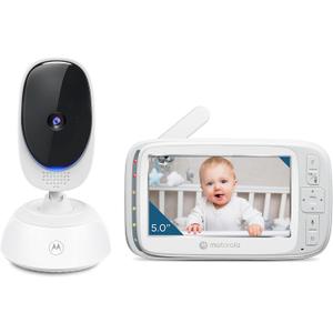 Motorola Nursery Video Baby Monitor with Camera, 5" Screen, 2-Way Audio, Night Vision, Temperature Sensor, No WiFi,1000ft Range, Lullabies, VM75