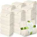 Buryeah 36 Pack Oeko-tex Certified Wedding Flannel Throw Blanket Bulk 50 x 60 Inch Soft Fleece Lap Blanket with Thank You Cards Ribbon for Guests Sleepover Spa Slumber Favors Gifts (Cream White)
