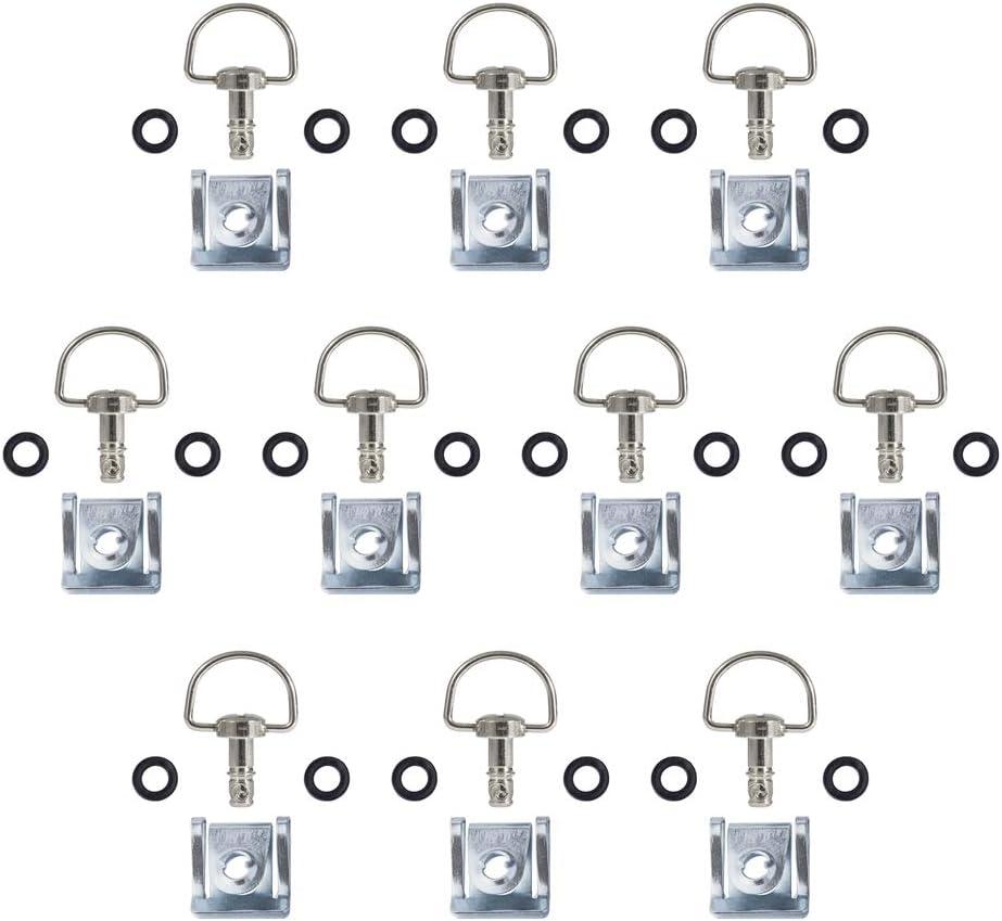 MOTO4U Quick Release D-Ring Race Fasteners 17mm Chrome Silver (10 Pack) (Sliver)