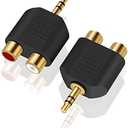 ANDTOBO 3.5 mm TRS to Dual RCA F (2-Pack), 3.5mm Stereo Male to Dual RCA Female Audio Breakout Adapter