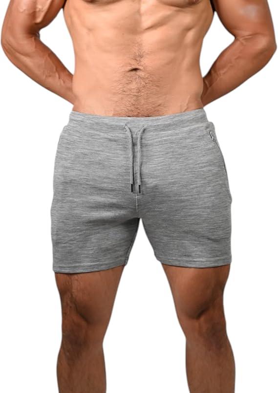 Roanhorse Men’s 100% Merino Wool Training Shorts – 5" Inseam – Athletic Fit – Plastic-Free Contact, Breathable, Large