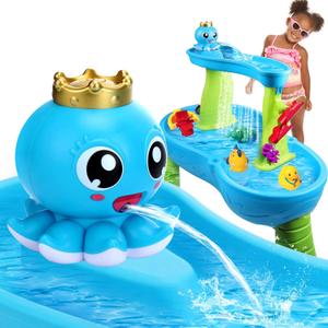 XANGNIER Cute Marine Animal Water Table Pump, Rechargeable Battery Powered, 5 Hours Playtime, 3 Adjustable Water Flow Modes,USB Charging,Portable Summer Outdoor Water Toy,Water Table Accessories