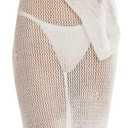 ZGMYC Women's Sexy Backless See Through Maxi Dress Bathing Suit Cover Up Knit Flared Long Sleeve Beach Dress Bikini Coverups (Large, White Crochet Knit Hollow-out Style)