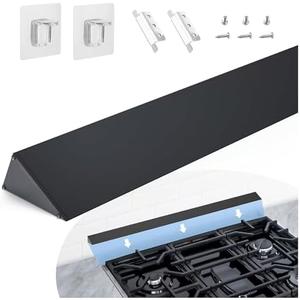 30" Slide-in Range Rear Filler Kit W10113901A, Stove Gap Universal Triangular Filler Strip, Cooktop Trim Kit Between Stove and Backsplash for Whirlpool & Most Brand, Durable Aluminum, Black