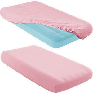 Entisn 2 Pcs Kids Air Mattress Fitted Sheets Only, 34.5x62x7 Inch Microfiber Toddler Inflatable Mattress Sheets for Kids, Sleepovers, Camping Trips and Party Accommodations (Pink)