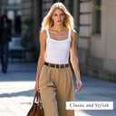 JASGOOD Women Leather Belt Ladies Casual Belt for Jeans Pants Fashion Women Waist Belt with Gold Buckle (Black)