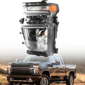munirater Headlight Assembly Replacement for 2020-2023 Silverado 2500HD 3500HD Black Headlamp Left Drive Side GM2502505 | 84738618 |