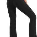 HEGALY Women's Maternity Flare Leggings Over The Belly - Casual Pregnancy Yoga Pants with Pockets Buttery Soft (Black, L)