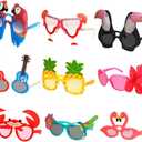 Ocean Line Luau Party Sunglasses - 9 Pairs Funny Hawaiian Glasses, Tropical Fancy Dress Props, Fun Summer Kids Party Favors, Beach Themed Party Supplies Decoration, Medium