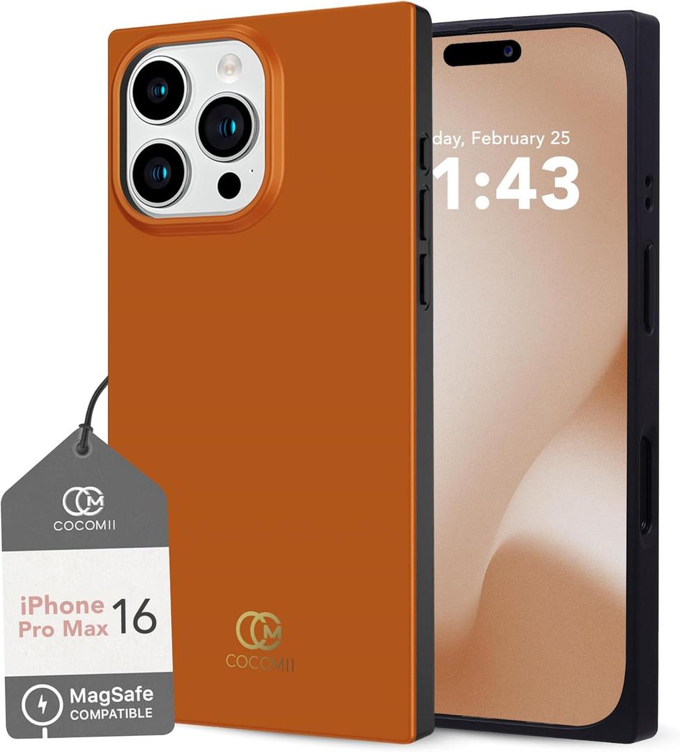Cocomii - Rectangle Case Compatible with iPhone 16 Pro Max - Compatible with MagSafe, Solid Color, Fashionable Hues, Matte, Magnetic Phone Case for iPhone 16 Pro Max 6.9 inch, Caramel