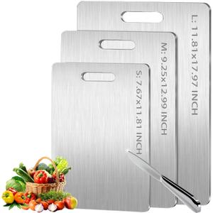 Titanium Cutting Board- Pack of 3 Double Sided Titanium Cutting Mat for Kitchen