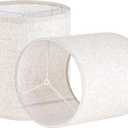 Set of 2 Tall Drum Lampshades for Table, Floor & Bedside Lamps - 10 * 10 * 10 inch, Medium Beige Gray Shades - Natural Fabric Spider Fitter - Modern & Rustic Interiors - By GO&SO Assembly Required (Oatmeal-Linen)