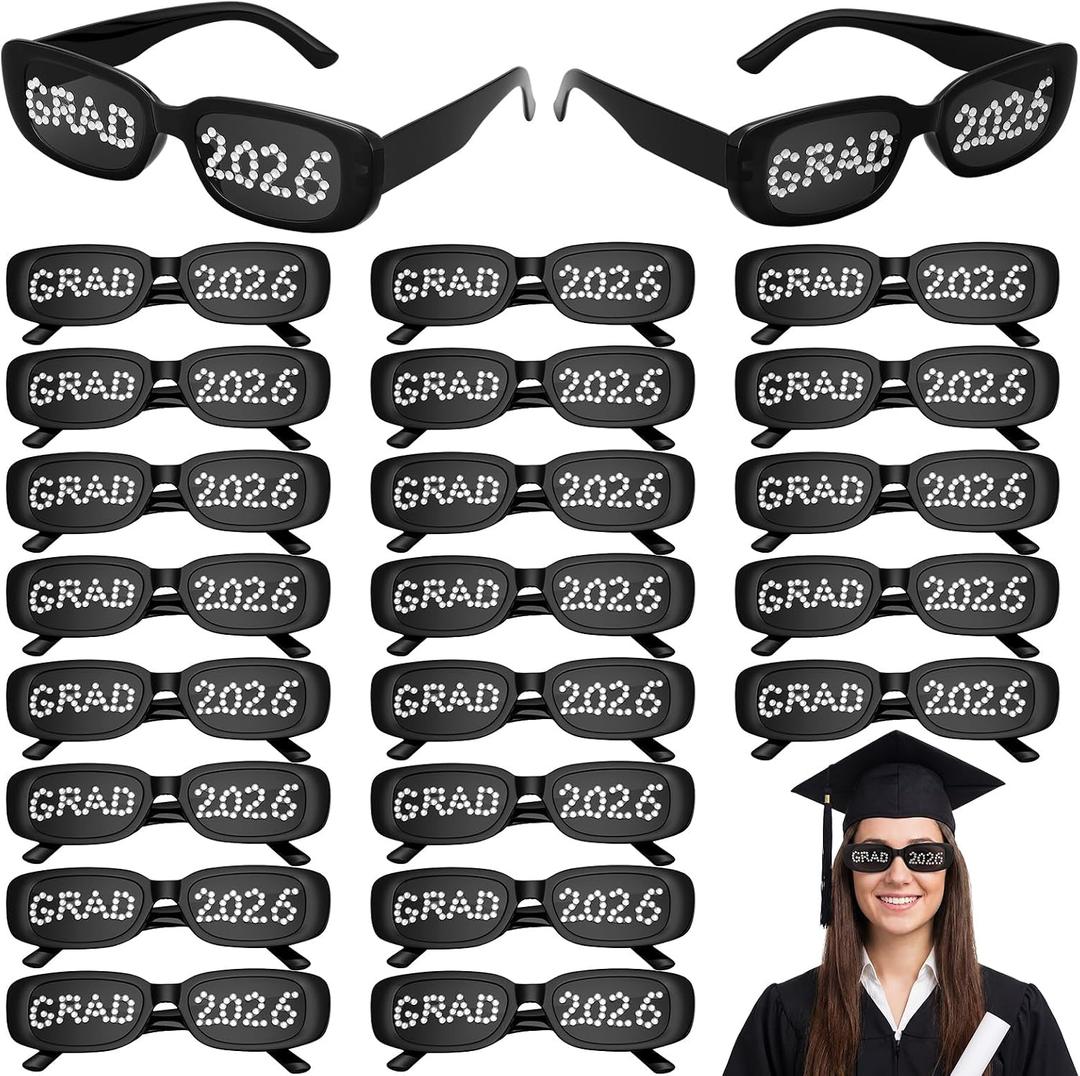 Relaxweex Graduation Party Favors 2026 Prom Sunglasses Grad 2026 Sunglasses with Glitter Diamond Grad Photo Booth Prop