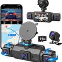 4 Channel Dash Cam, Front and Rear, 360 Dash Camera for Cars, 1080P FHD x4, Front 2K+1080P*2 Inside Camera, Built-in WiFi, GPS, Night Vision, 24/7 Recording Parking Mode Monitor, Free 64G Card