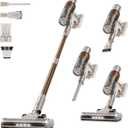 Cordless Vacuum Cleaner - 40KPA Powerful Suction Cordless Stick Vacuum Cleaners for Home, Anti-Tangle Brush, Lightweight, 6-in-1 Rechargeable Vacuum for Pet Hair/Carpet/Hard Floor-Off White
