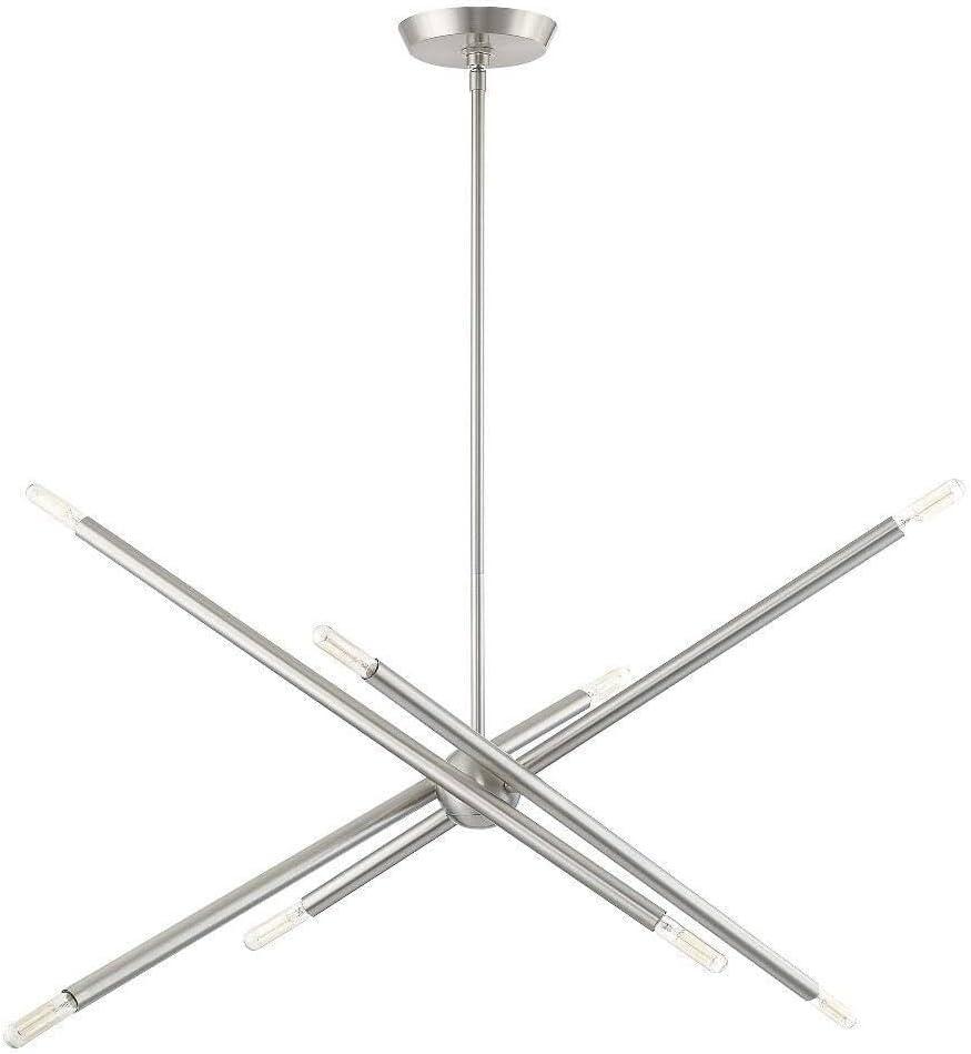 Livex Lighting 8 Light Brushed Nickel Linear Chandelier, 12 x 31.5 x 48