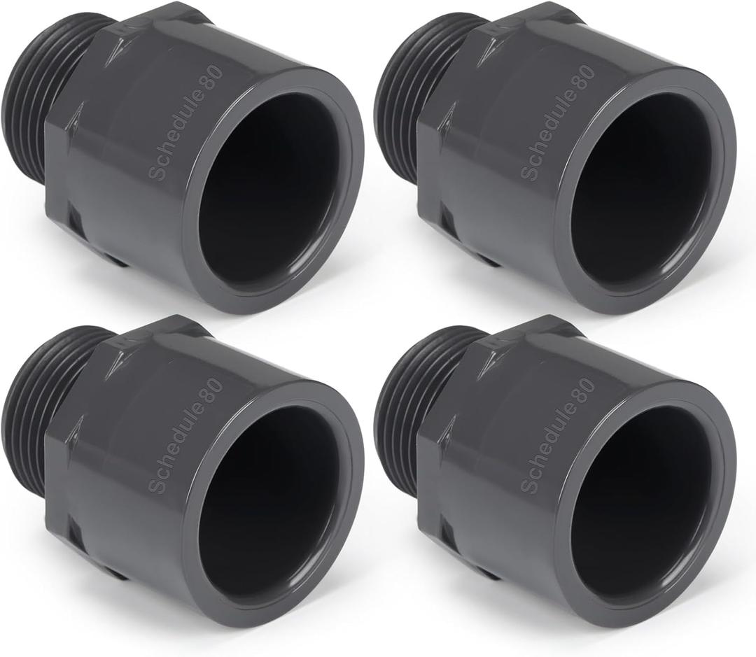 4 Pcs 1 Inch PVC Pipe Fitting Male Adapter Schedule 80 Socket x Npt Compatible with 836 Series Heavy Duty Industrial Grade Corrosion Resistant Plumbing Irrigation Connector for Water