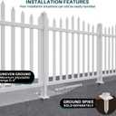 Bynbbur 2 Panels White Picket Fence 42" W x 36" H Outdoor Garden Fence 3FT Vinyl Picket Fences, PVC Decorative Fences for Patio Yard Pool Dog Fencing (20 Pickets, Curved)