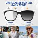 Smart Glasses, Photochromic Anti Blue Light Bluetooth Sunglasses, UV400 Protection, Open-Ear Audio, Hands-Free Calls, Voice Assistant, Wireless Eyewear for Men Women