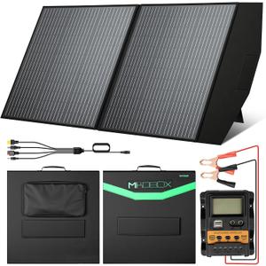 MIKOBOX 100W Portable Foldable Solar Panel Kit with 12V Controller and USB, 18V High Efficiency Solar Pane Monocrystalline Charger for Power Stations, RV Camping Emergency Use