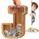 Personalized Large Wooden ' Letter Piggy Bank - Letter Piggy Bank for Boys & Girls, Coin Bank Birthday Gift J