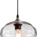 ARIAMOTION Pendant Lights Kitchen Island Hand Blown Glass Hanging Light Fixtures Modern Rustic Clear Seeded Bubble Sink Coffee Table Bedroom Dining Room Oval Lamp 9.4 inch Diam