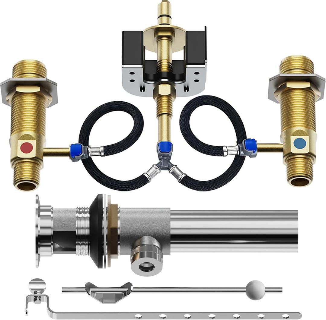 Upgraded Rough-In Valve with Drain Assembly,Compatible with Moen Widespread Bathroom Sink Faucets, Featuring, 1/2-Inch IPS Connections, S9000 Series, Brass ConstructionUpgraded version