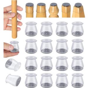 16 Pcs Chair Leg Protectors for Hardwood Floors, Silicone Felt Furniture Leg Cover Pad for Protecting Floors from Scratches and Noise, Smooth Moving, Small(Fit Round Diameter5/16" to 1-5/16")