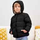 Baby Boys Thicken Winter Coat Toddler Girls Fleece Warm Hooded Jacket Clothes (Black)