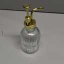 TIWPAJS Glass Coffee Syrup Dispenser 10oz, Syrup Bottles with Ribbed Design, Gold Syrup Pump, Coffee Bar Accessories, Honey Dispenser