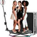 MWE 360 Photo Booth Machine for Parties with Flight Case,RGB Strip Light,Software APP Remote Automatic 360 Spin Camera Video Booth for 2-4 People (26.8''+Flight Case)