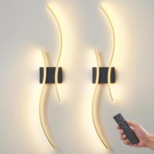 Battery Operated Wall Sconce Set of 2, Dimmable Modern LED Rechargeable Wall Light with Remote Control, Wall Decor for Living Room, Hallway, Quick Install, No Electrician Required