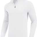 PINSPARK Quarter Zip Pullover Mens UV Protection Shirts Men Rash Guard Long Sleeve Workout Shirts Lightweight for Fishing Surfing White