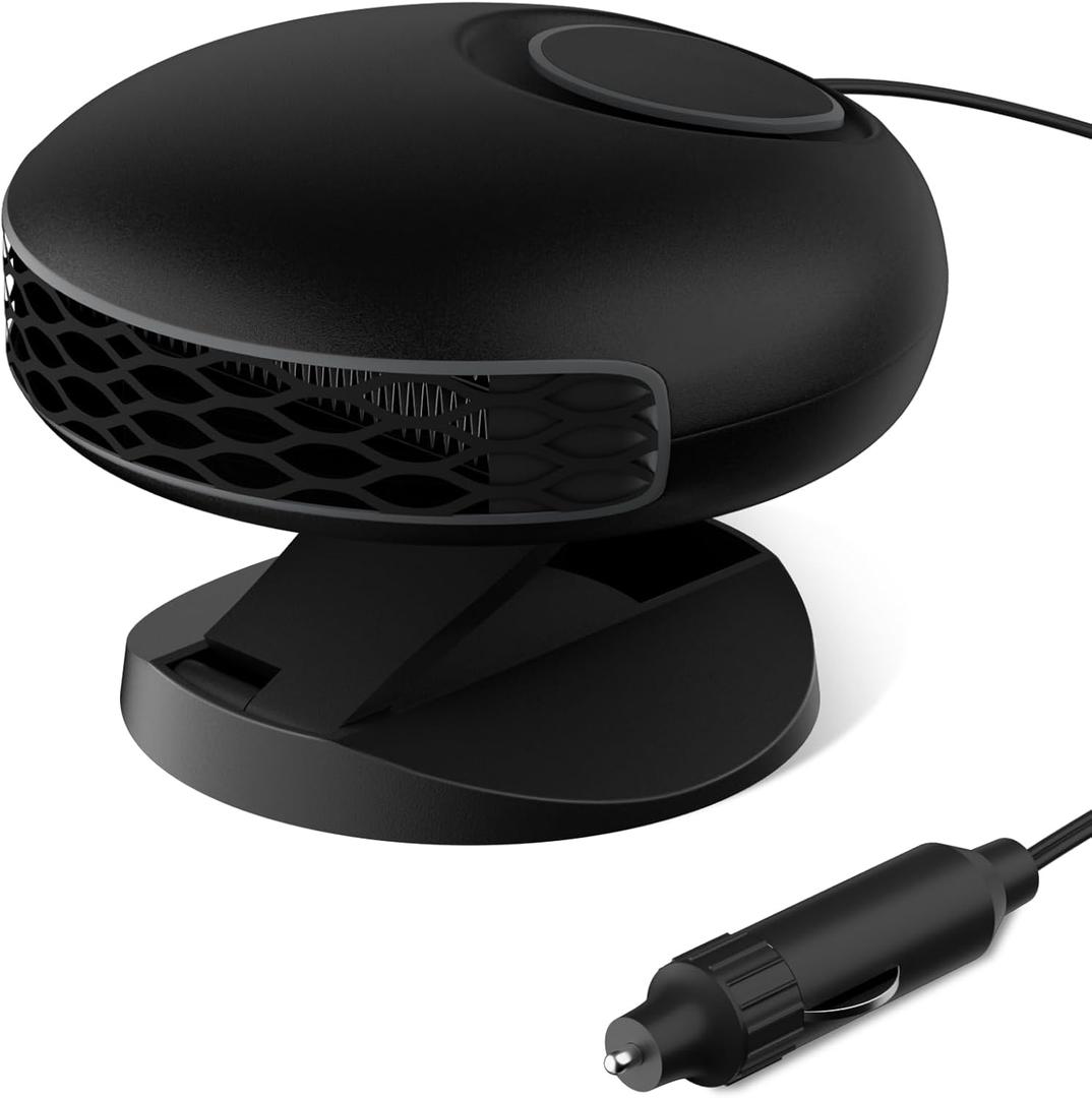 Blytra Portable Car Heater with Fast Heating and Cooling, Electronic Auto Fan Heater 12V 150W, 360 Rotatable Auto Fan for Effective Windshield Defrosting and Defogging in Vehicles, Black