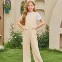 Haloumoning Girls Jumpsuits Kids Fashion Sleeveless Wide Leg Loose Romper with Pockets One Piece Summer Outfits