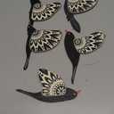 Barydat 5 Pcs Wooden Bird Wall Art Wood Flying Birds Wall Decor Rustic Folk Art Scandinavian Home Decor for Gift Living Room Bedroom Kitchen Office(Black)