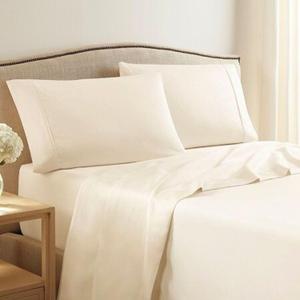 100% Cotton Queen Size Bed Sheet Set with Deep Pocket, 400 Thread Count Extra Soft Bed Sheet, Cooling Sheet with 2 Pillow Covers - 4 Piece Set (Ivory)