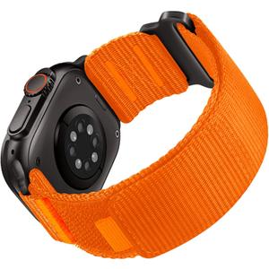 Rugged Nylon Band Compatible with Apple Watch Ultra 3/2/1 Band 49mm 46mm 45mm 44mm 42mm Men, Sport Loop Strap for iWatch Ultra Series 11/10/9/8/7/6/5/4/3/2/1 SE 3 2 1 (L, Orange/Black)
