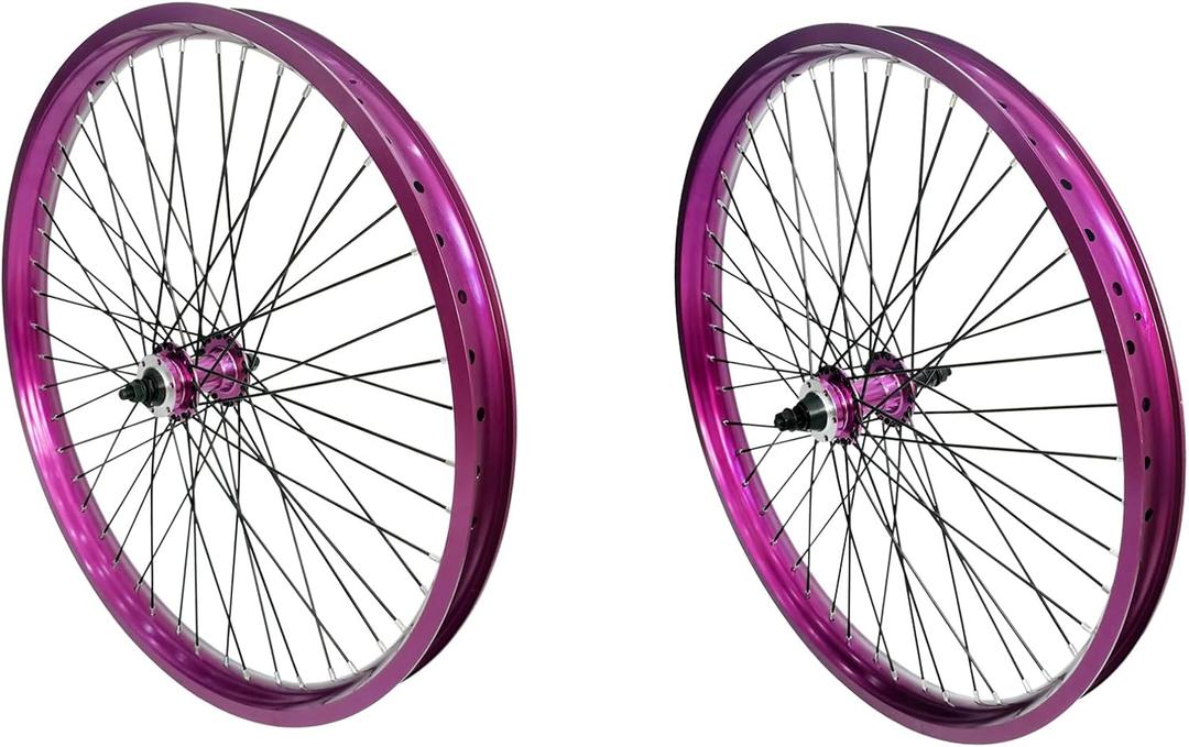 20 inch x 1.85" Heavy Duty Bike Rim Wheels Set, 12 Gauge 48 Spokes Wheelset, Double Wall Aluminum Alloy 20" Bicycle Rims Set (Front & Rear) (Purple) Disc Brake