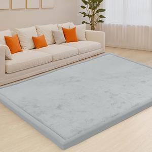 ACOMOPACK Baby Play Mat for Floor,1.3" Thick Memory Foam Area Rug for Living Room,Soft Velvet Crawling with Non-Slip Bottom for Kid,Toddler,71"79" Tummy Time Nursery Rugs,YogaLight Grey