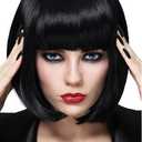 Black Bob Wigs for Women, 12'' Short Black Hair Wig with Bangs, Natural Fashion Synthetic Wig, Cute Colored Wigs for Daily Party Halloween BU027BK